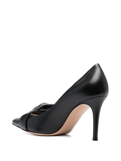 Shop Gianvito Rossi 85mm Bow-detail Leather Pumps In Black