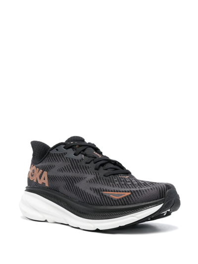 Shop Hoka One One Clifton 9 Lace-up Sneakers In Black