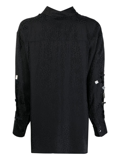 Shop Art Dealer Patterned-jacquard Silk Pyjama Set In Black