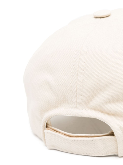 Shop Marant Embroidered-logo Cotton Cap In Neutrals