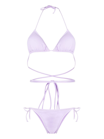Shop Reina Olga Miami Lurex Bikini Set In Purple