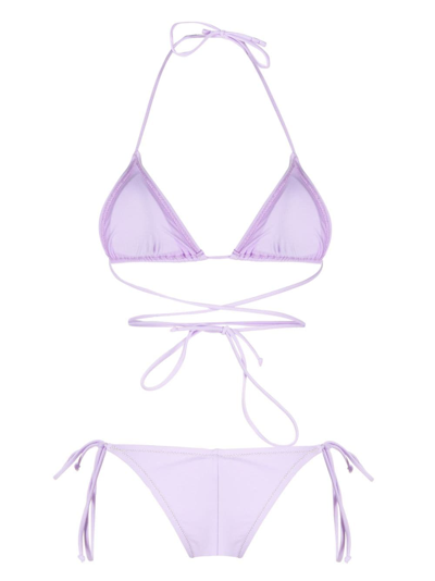 Reina Olga Light Purple Miami Triangle Bikini Set In Purple