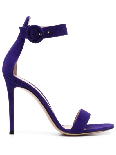Shop Gianvito Rossi Portofino 105mm Suede Sandals In Purple