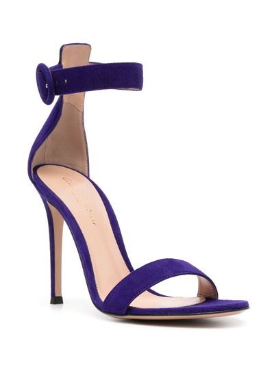 Shop Gianvito Rossi Portofino 105mm Suede Sandals In Purple