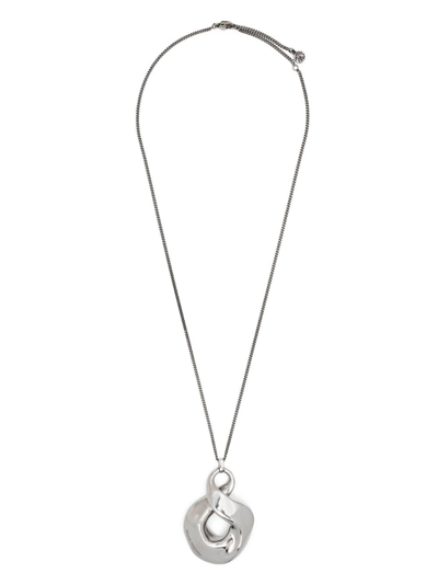 Shop Alexander Mcqueen Oversize-pendant Chain Necklace In Silver