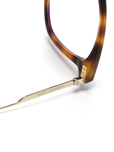 Shop Saint Laurent Tortoiseshell-effect Round-frame Glasses In Brown