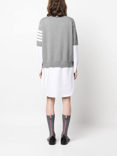 Shop Thom Browne Stripe-detail Poplin Dress In Grey