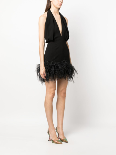 Shop 16arlington Isolde Feather-trim Minidress In Black