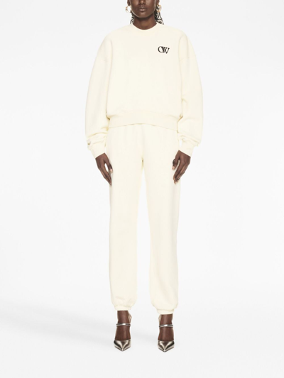 Shop Off-white Ow-print Cotton Track Pants In White