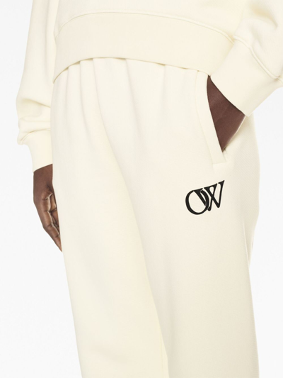 Shop Off-white Ow-print Cotton Track Pants In White