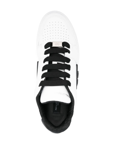 Shop Philipp Plein Logo-embossed Leather Sneakers In White