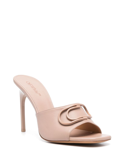 Shop Off-white Paperclip-detail 115mm Leather Sandals In Neutrals