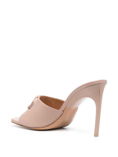 Shop Off-white Paperclip-detail 115mm Leather Sandals In Neutrals