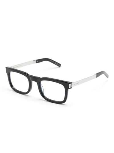 Saint Laurent Logo-engraved Square-frame Glasses In Black