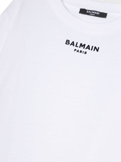 Shop Balmain Logo-print Cotton T-shirt In White