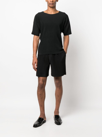 Shop Issey Miyake Plissé-effect Bermuda Shorts In Black