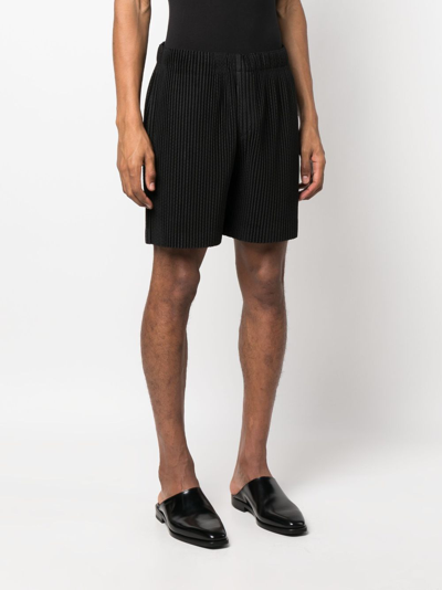 Shop Issey Miyake Plissé-effect Bermuda Shorts In Black