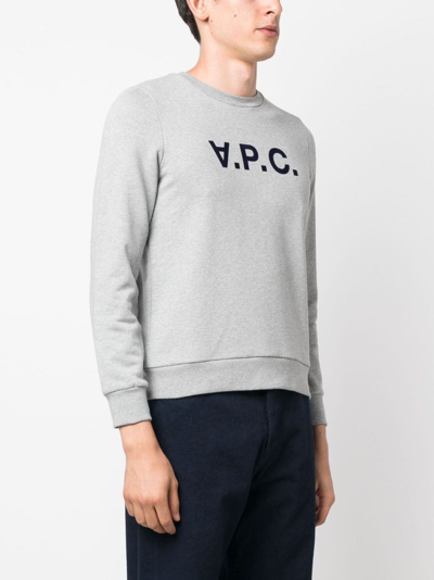 Shop Apc Logo-print Cotton Sweatshirt In Grey
