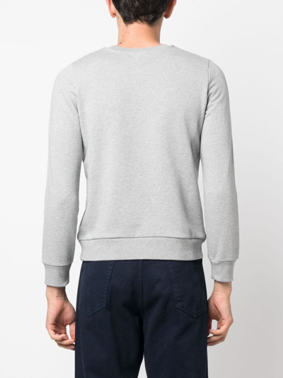 Shop Apc Logo-print Cotton Sweatshirt In Grey