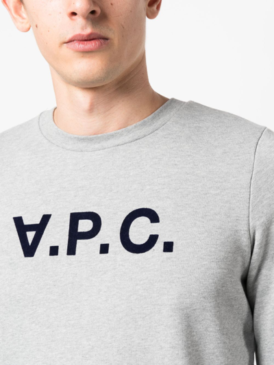 Shop Apc Logo-print Cotton Sweatshirt In Grey