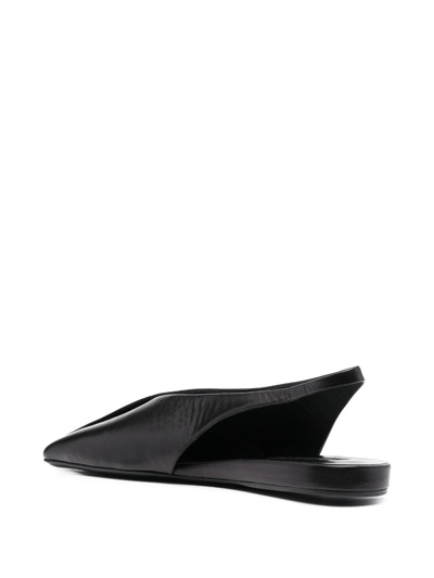 Jil Sander Black Leather Slingback Ballet Flats In Black