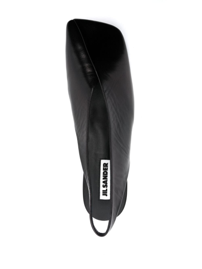 Jil Sander Black Leather Slingback Ballet Flats In Black