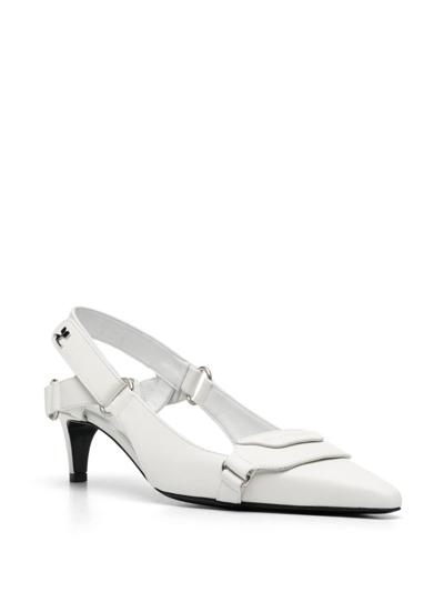 Shop Courrèges 60mm Pointed-toe Leather Pumps In White
