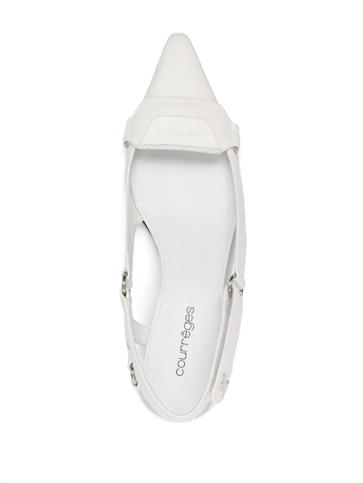 Shop Courrèges 60mm Pointed-toe Leather Pumps In White