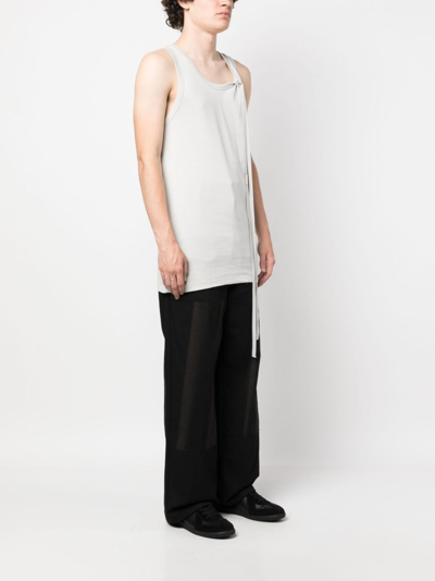 Shop Ann Demeulemeester Knotted Cotton Tank Top In Grey
