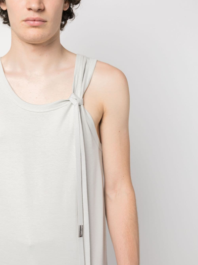 Shop Ann Demeulemeester Knotted Cotton Tank Top In Grey