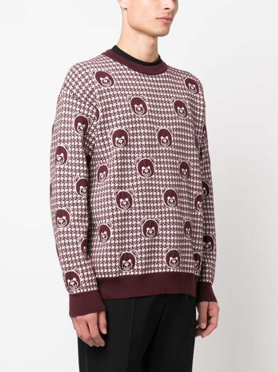 Shop Moschino Teddy Bear-print Wool Jumper In Red