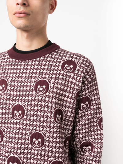 Moschino Teddy Bear-print Wool Jumper In Red