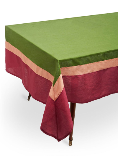 Shop La Doublej Rainbow Linen Tablecloth In Green