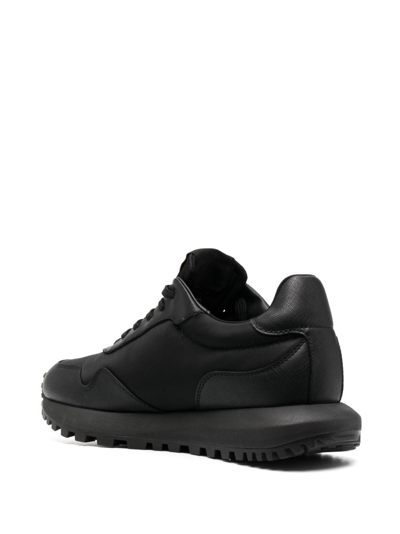 Shop Emporio Armani Logo-charm Lace-up Sneakers In Black