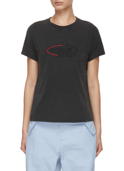 Shop Missoni Logo Embroidered T-shirt In Grey