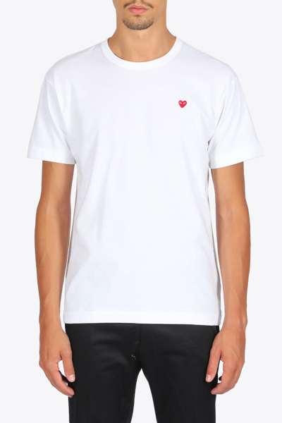 Shop Comme Des Garçons Play Small Heart Patch T-shirt White Cotton T-shirt With Small Heart In Bianco