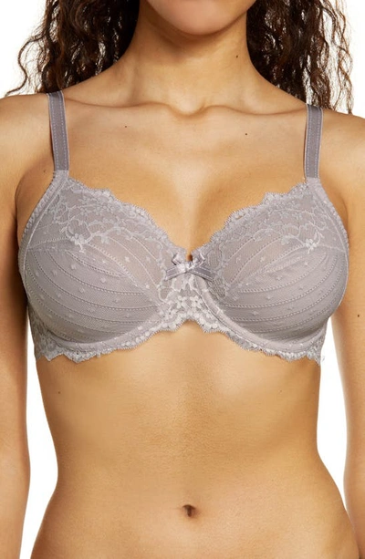 Chantelle Lingerie Rive Gauche Full Coverage Underwire Bra In Grey/ Lavender Frost-mq