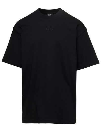 Shop 44 Label Group Black Crewneck T-shirt With Rear Logo Print In Cotton Man