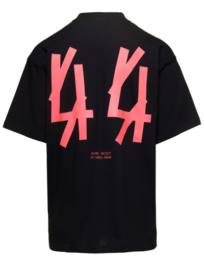 Shop 44 Label Group Black Crewneck T-shirt With Rear Logo Print In Cotton Man