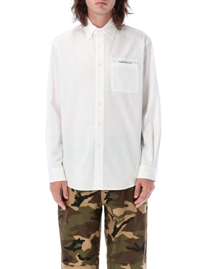 Shop Palm Angels Sartorial Tape Shirt L/s In White Black