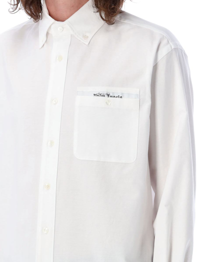 Shop Palm Angels Sartorial Tape Shirt L/s In White Black