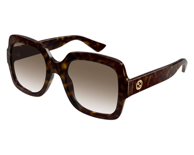 Shop Gucci Brown Gradient Square Ladies Sunglasses Gg1337s 003 54