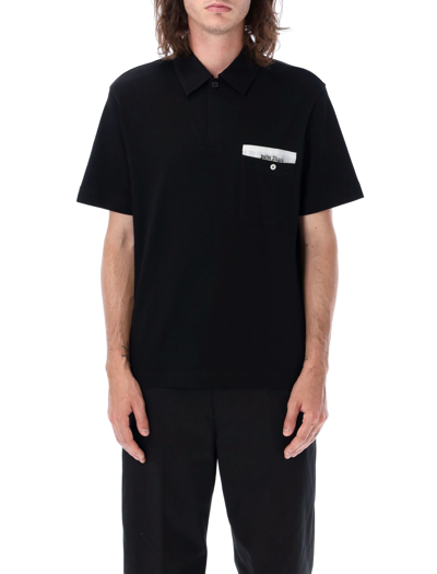 Shop Palm Angels Sartorial Tape Pocket Polo In Black/white
