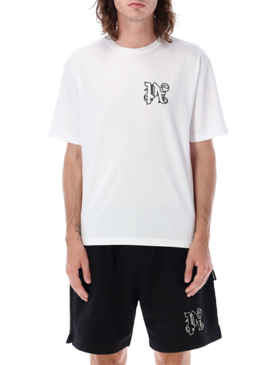 Shop Palm Angels Pa Monogram T-shirt In White