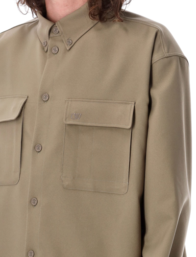 Shop Off-white Emb Drill Overshirt In Beige