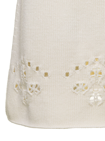 Shop Chloé White A-line Knit Mini-skirt With Perforated Motifs In Wool Woman