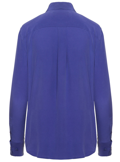 Shop Equipment Slim Signature Blue Long Sleeve Shirt With Pockets In Silk Woman