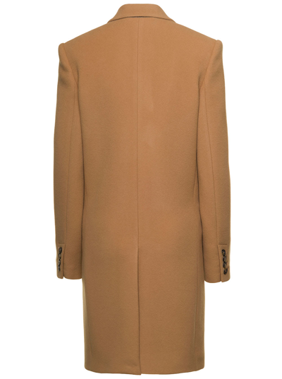 Shop Stella Mccartney Sand-colored Structured Single-breasted Coat With Notched Revers In Wool Woman In Beige