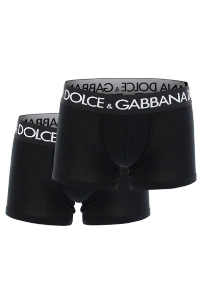 Shop Dolce & Gabbana Bi-pack Underwear Boxer In Nero (black)