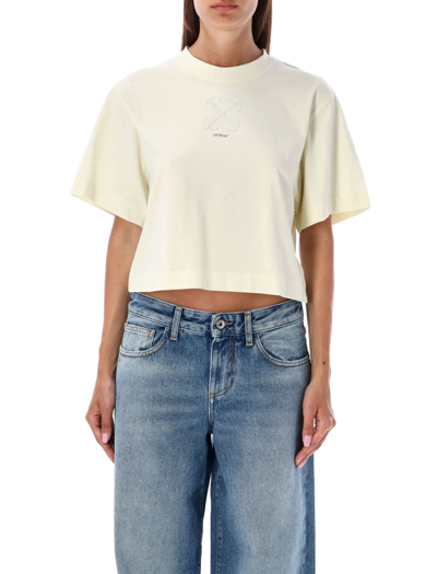 Shop Off-white Arrow Pearls T-shirt In Beige/black